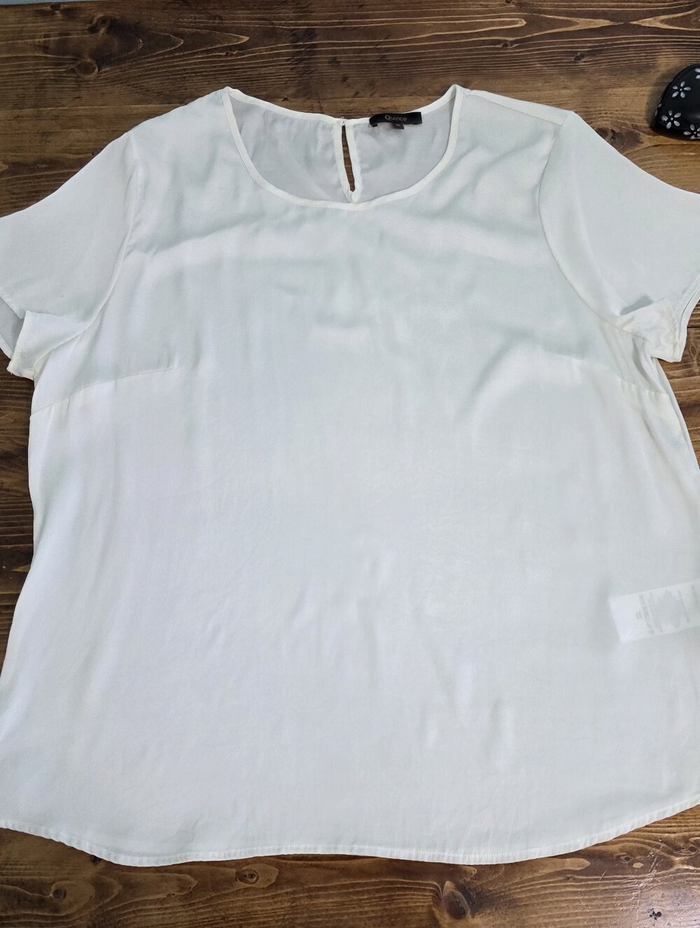 Quince Washable Stretch Silk Tee Ivory XL